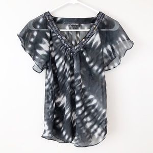 Express | Women’s Black & White Blouse Dress Shirt